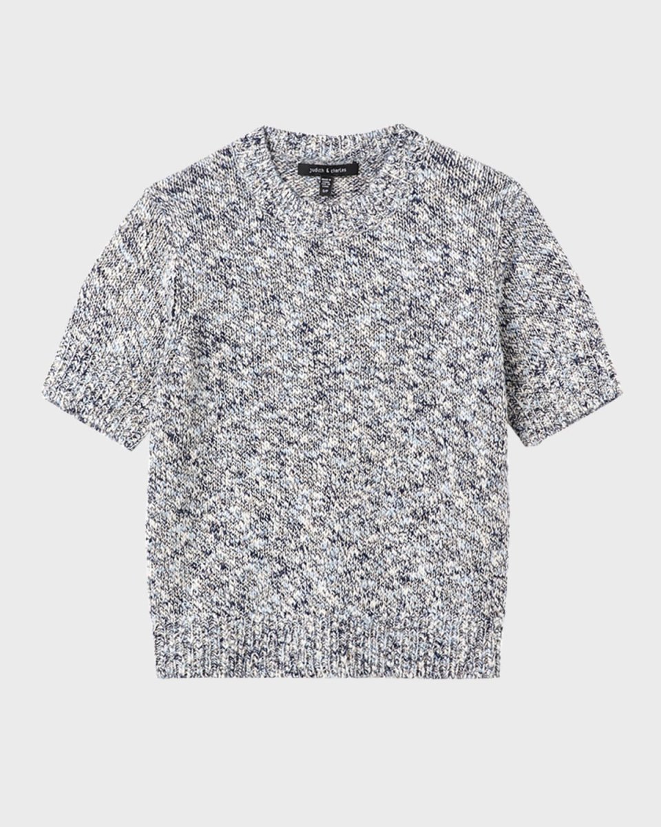 Leon Heathered Short-Sleeve Crewneck Pullov